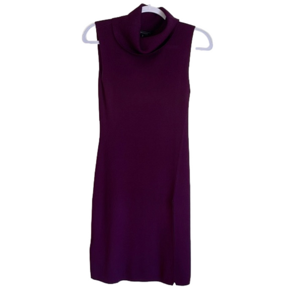 BCBGMAXAZRIA Sleeveless Turtleneck Merino Wool Tunic in Deep Port Size XS - Picture 1 of 9